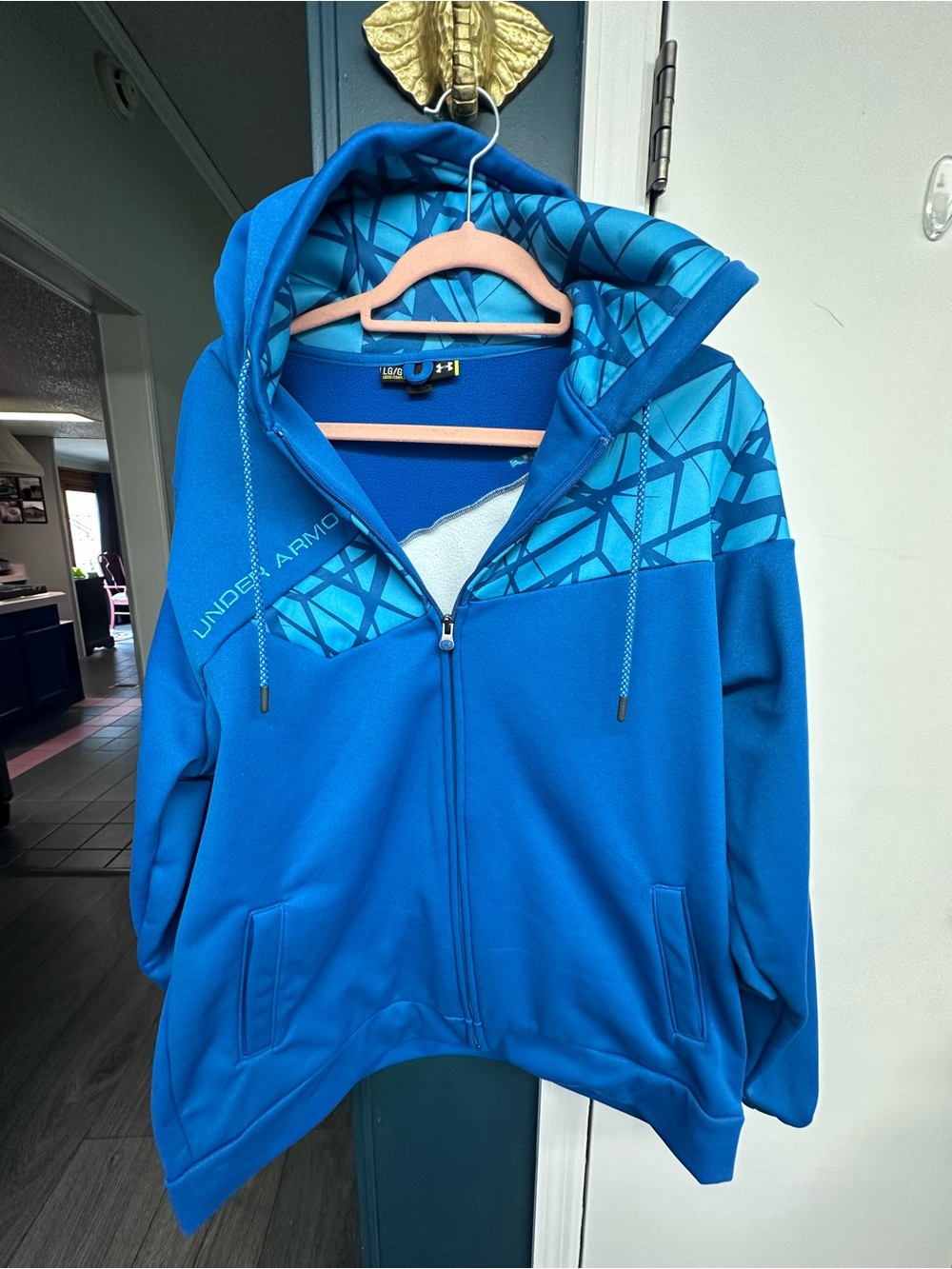 Under Armour Blue Geometric Hooded Zip-Up Jacket